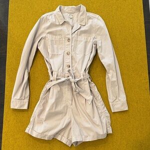 J. Crew Light Gray/Beige Cotton Utility Romper